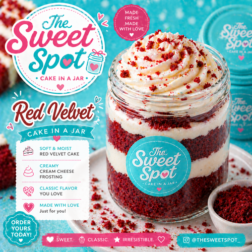 An assortment of decadent cake-in-a-jar flavors